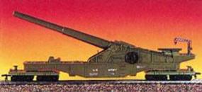 Model-Power Army Flatcar w/Big Cannon HO Scale Model Train Freight Car #99163 Model-Power Army Flatcar w/Big Cannon HO Scale Model Train Freight Car #99163