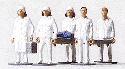 Merten Emergency Team with Stretchers & 1 Patient Model Railroad Figure HO Scale #5022