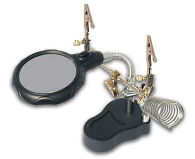 Magnifiers-Inc Lighted Helping-Hand Dual Magnifier Lamp 2-1/2 Lens 4x & 3x Power w/Soldering Stand