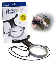 Magnifiers-Inc Lighted Hands-Free Magnifier 1.5x & 3x Power w/Lanyard