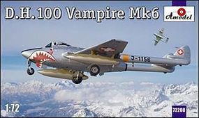 DH100 Vampire Mk 6 RAF Jet Fighter Plastic Model Airplane Kit 1/72 Scale #72208