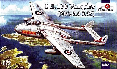 A-Model-From-Russia DeHavilland DH100 Vampire Mk 3/5/6/9/52 Aircraft Plastic Model Airplane Kit 1/72 #72264