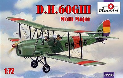 A-Model-From-Russia DH60G III Moth Major 2-Seater Biplane Plastic Model Airplane Kit 1/72 Scale #72283