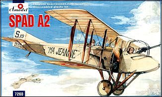 A-Model-From-Russia SPAD A2 French WWI BiPlane Fighter Plastic Model Airplane Kit 1/72 Scale #7260