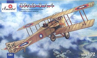 A-Model-From-Russia SPAD SA4 French WWI BiPlane Fighter (Re-Issue) Plastic Model Airplane Kit 1/72 Scale #7261