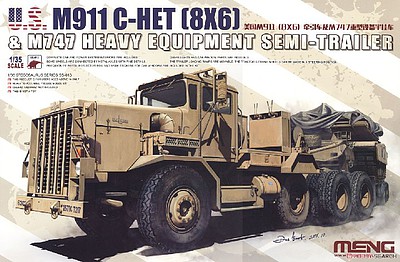 Meng M911 C-HET Heavy Tractor & M747 Heavy Equipment Semi-Trailer Plastic Model Kit 1/35 #ss13