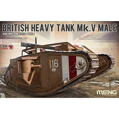 Meng British Heavy Tank Mk.V Male Plastic Model Military Vehicle Kit 1/35 Scale #ts020