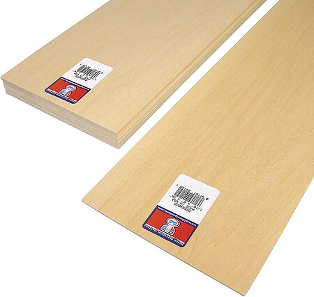 Midwest Basswood Sheets (1/16x6x24) (10) Hobby and Craft Building Supplies  #4125