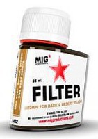 MIG Brown Filter for Dark & Desert Yellow 35ml Bottle Re-Issue Hobby and Model Enamel Paint #f402