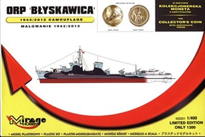 Mirage-Hobby WWII Orp Blyskawica Polish Destroyer 1943 Plastic Model Destroyer Kit 1/400 Scale #400001
