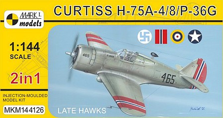 Mark-I Curtiss H75A4/8/P36G Late Hawks Fighter (2 in 1) Plastic Model Aircraft Kit 1/144 #144126