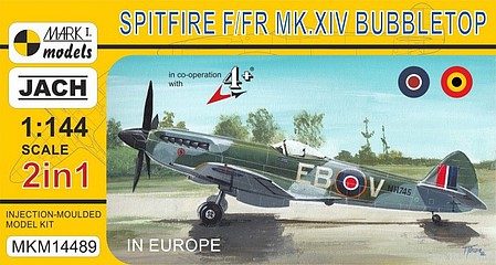 Mark-I Spitfire XIV Bubbletop In Europe Fighter 2 in 1 Plastic Model Aircraft Kit 1/144 #14489