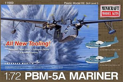 Minicraft Martin Mariner PBM5/5A w/2 USN Marking Plastic Model Airplane Kit 1/72 Scale #11669