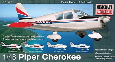 Minicraft Piper Cherokee Plane Plastic Model Airplane Kit 1/48 Scale #11677