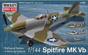 Minicraft Spitfire Vb USAAF/RAF w/2 Marking Options Plastic Model Airplane Kit 1/144 Scale #14704 Minicraft Spitfire Vb USAAF/RAF w/2 Marking Options Plastic Model Airplane Kit 1/144 Scale #14704