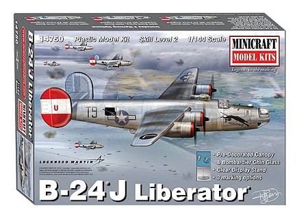 Minicraft B-24J LIBERATOR Plastic Model Airplane Kit 1/144 Scale #14750