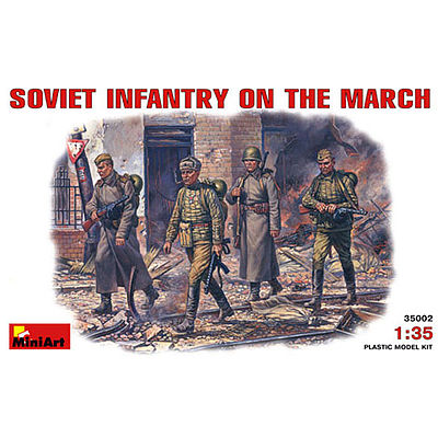 Mini-Art WWII Soviet Infantry on the March (4) Plastic Model Military Figure 1/35 Scale #35002