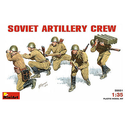 Mini-Art WWII Soviet Artillery Crew (5) Plastic Model Military Figure 1/35 Scale #35031