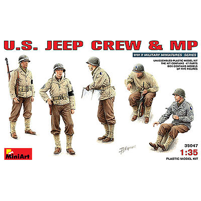 Mini-Art US Jeep Crew & MP (5) Plastic Model Military Figure 1/35 Scale #35047