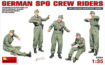 Mini-Art German SPG Crew Riders (5) Plastic Model Military Figure 1/35 Scale #35054