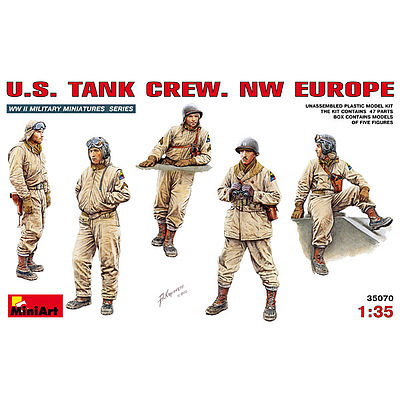 Mini-Art US Tank Crew NW Europe (5) Plastic Model Military Figure 1/35 Scale #35070