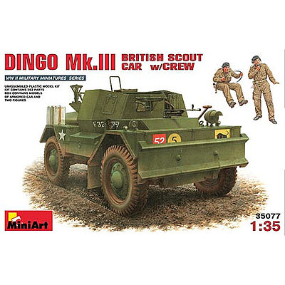Mini-Art Dingo Mk.III British Scout Car w/Crew Plastic Model Military Vehicle Kit 1/35 Scale #35077