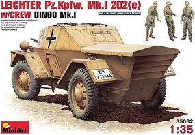 Mini-Art Leichter Pz.Kpfw MkI 202(e) w/Crew Dingo MkI Plastic Model Armored Car Kit 1/35 #35082 Mini-Art Leichter Pz.Kpfw MkI 202(e) w/Crew Dingo MkI Plastic Model Armored Car Kit 1/35 #35082