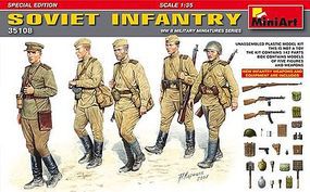 Mini-Art Soviet Infantry (5) with Weapons & Equipment Plastic Model Military Figure 1/35 #35108