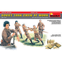 Mini-Art Soviet Tank Crew at Work (5) w/Ammo Boxes & Shells Plastic Military Figure 1/35 #35153