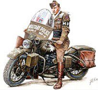 Mini-Art US Military Policeman with Motorcycle Plastic Model Military Figure Kit 1/35 Scale #35168