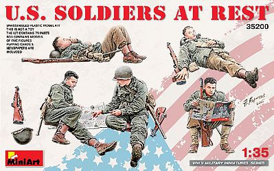 Mini-Art US Soldiers At Rest (5) Plastic Model Military Figure Kit 1/35 Scale #35200