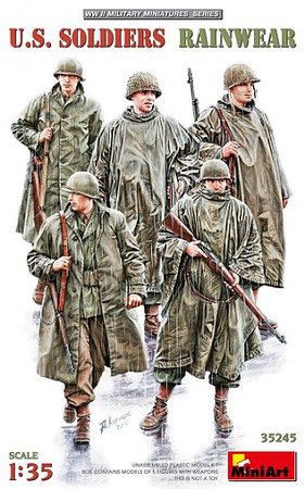 Mini-Art WWII US Soldiers in Rainwear Plastic Model Military Figures 1/35 Scale #35245
