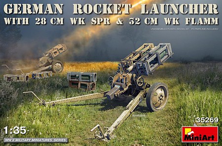 Mini-Art German Rocket Launcher & 28cm WK SPR & 32cm WK Flamm Plastic Model Military Kit 1/35 #35269