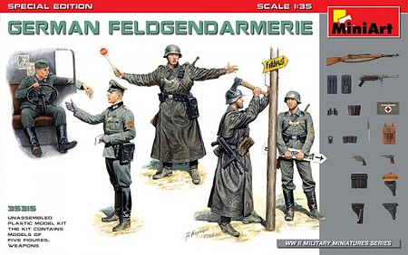Mini-Art German Field Police w/Weapons Plastic Model Military Figures 1/35 Scale #35315