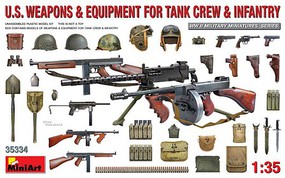Mini-Art WWII US Tank Crew Weapons & Equipment Plastic Model Military Weapons 1/35 Scale #35334