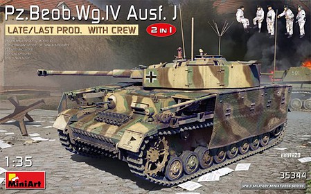 Mini-Art WWII PzBeobWg IV Ausf J Late/Last Production Tank w/Crew Model Tank Kit 1/35 Scale #35344