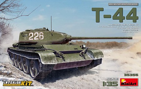 Mini-Art 1/35 WWII T44 Soviet Medium Tank w/Full Interior Plastic Model Tank Kit 1/35 Scale #35356