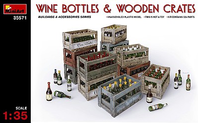 Mini-Art Wine Bottles & Wooden Crates Plastic Model Diorama Accessory 1/35 Scale #35571