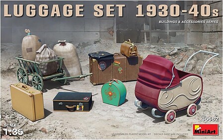 Mini-Art Luggage Set 1930-40s Plastic Model Diorama Accessory 1/35 Scale #35582