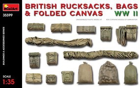 Mini-Art WWII British Rucksacks, Bags, Canvas Plastic Military Diorama Accessories 1/35 Scale #35599