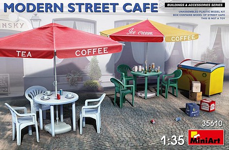 Mini-Art Modern Street Cafe Plastic Model Military Diorama Accessories 1/35 Scale #35610