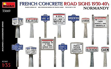 Mini-Art French Concrete Road Signs Normandy 1930-40s Military Diorama Accessories 1/35 Scale #35669