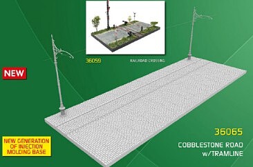 Mini-Art Cobblestone Road Section w/Tramline Plastic Model Diorama Kit 1/35 Scale #36065
