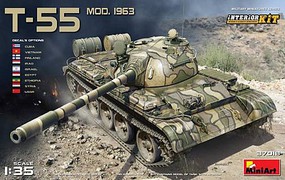 Mini-Art Soviet T55 Mod 1963 Tank w/Full Interior Plastic Model Military Tank Kit 1/35 Scale #37018