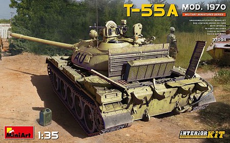 Mini-Art Soviet T55A Mod 1970 Tank w/Full Interior Plastic Model Military Tank Kit 1/35 Scale #37094