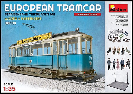 Mini-Art European Tramcar w/Crew/Passengers  Plastic Model Tramcar Kit 1/35 Scale #38009