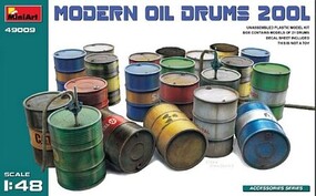 Mini-Art Modern 200l Fuel Drum Set 21pc 1-48