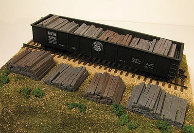 Monroe Weathered Railroad Tie Stacks (4) HO Scale Model Train Freight Car Load #2108