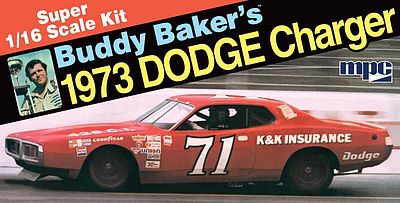 MPC by Ertl Buddy Baker 1973 Dodge Charger Stock Car -- Plastic Model Car Kit -- 1/16 Scale -- #811