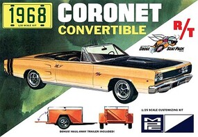 MPC 1968 Dodge Coronet Convertible w/Trailer Plastic Model Car Kit 1/25 Scale #978